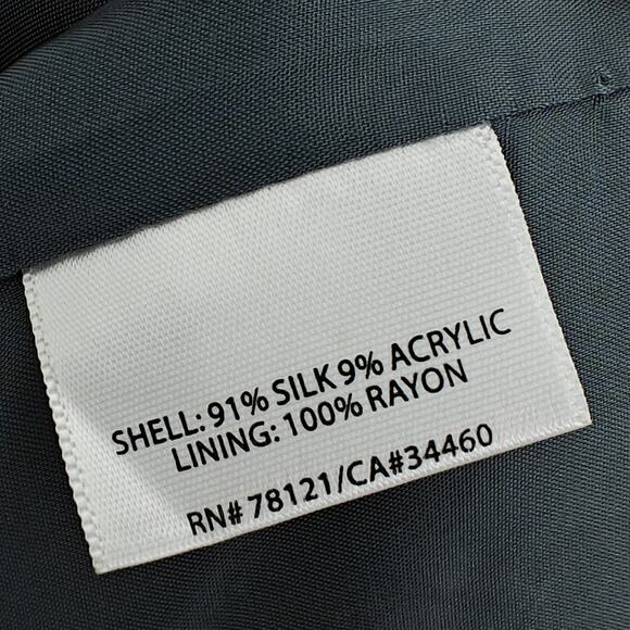 Eileen Fisher Silk Blend Wavy Textured Open Front Jacket Topper Size Medium Gray - Picture 9 of 9